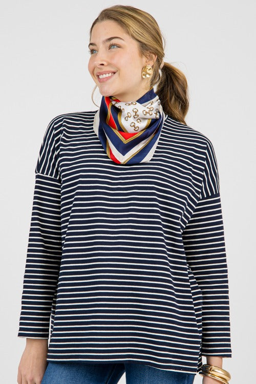 Tate Stripe Tee, Navy/White