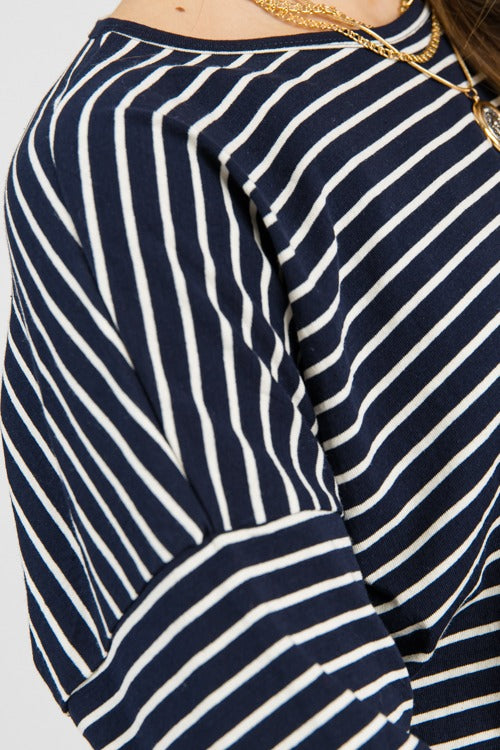 Tate Stripe Tee, Navy/White