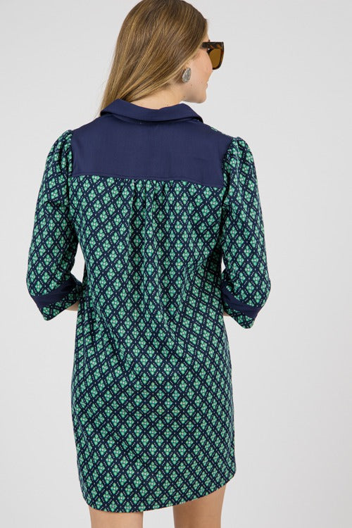 Clover Lace Up Dress, Green