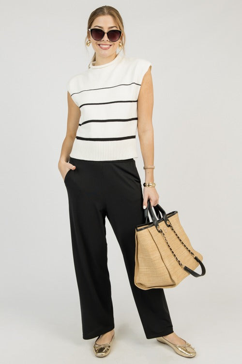 Mila Stripe Sweater, Ivory/Black