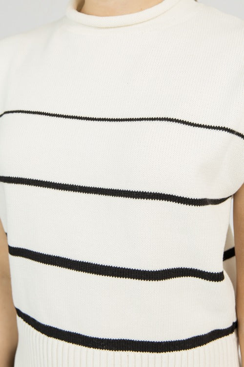 Mila Stripe Sweater, Ivory/Black