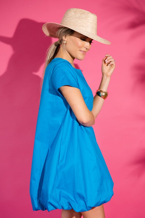 Bubble Hem Dress, Cobalt Blue