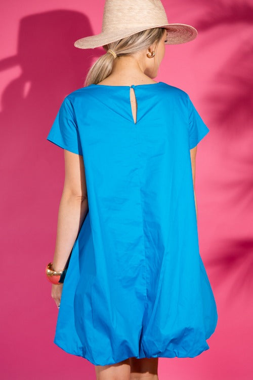 Bubble Hem Dress, Cobalt Blue