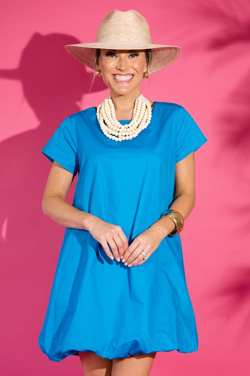 Bubble Hem Dress, Cobalt Blue