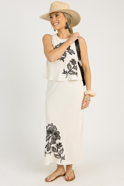 Laced Embroidery Linen Set, Taupe