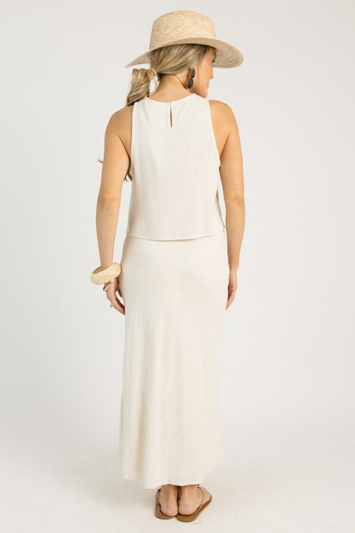 Laced Embroidery Linen Set, Taupe