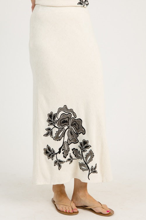 Laced Embroidery Linen Set, Taupe