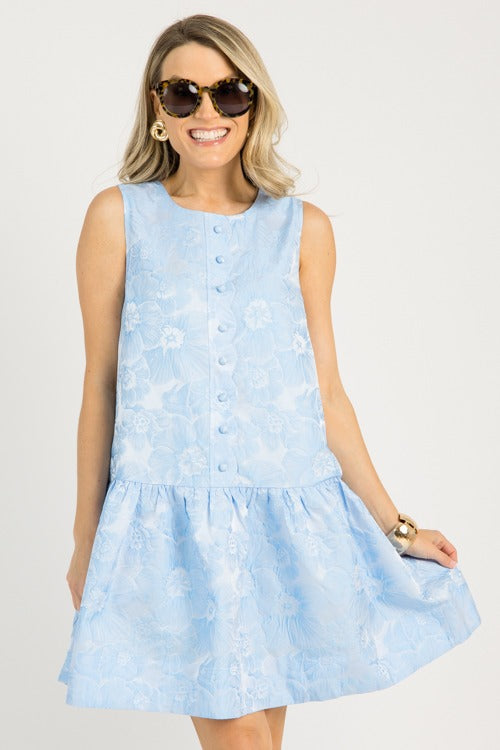 Floral Elegance Dress, Blue