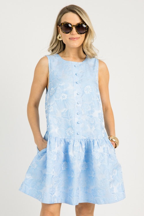 Floral Elegance Dress, Blue