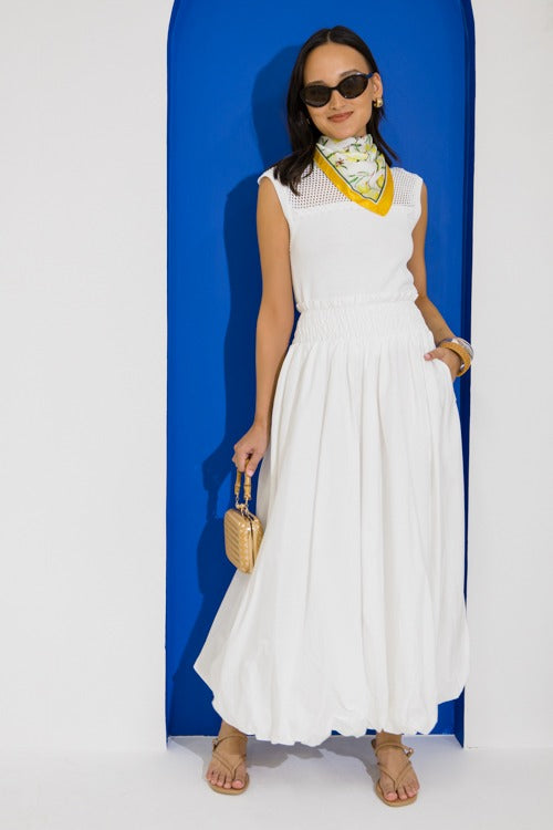 Braided Detail Sweater Top, White