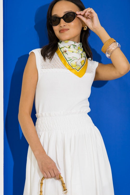 Braided Detail Sweater Top, White