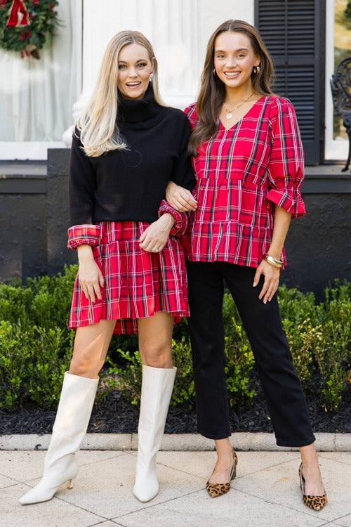 Shannon Plaid Dress, Red