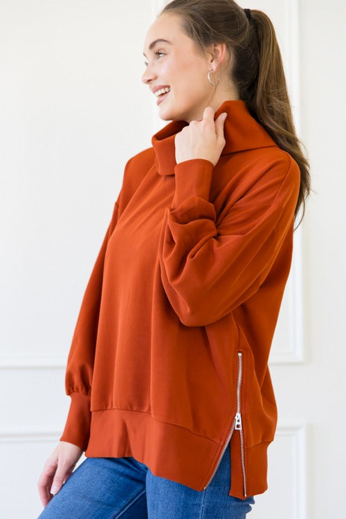 Can't Resist Zip Tunic, Rust