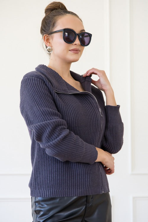 Midnight Zip Up Sweater