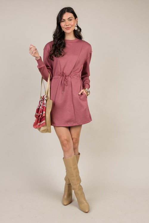 Weekender Draw Waist Dress, Rose Clay