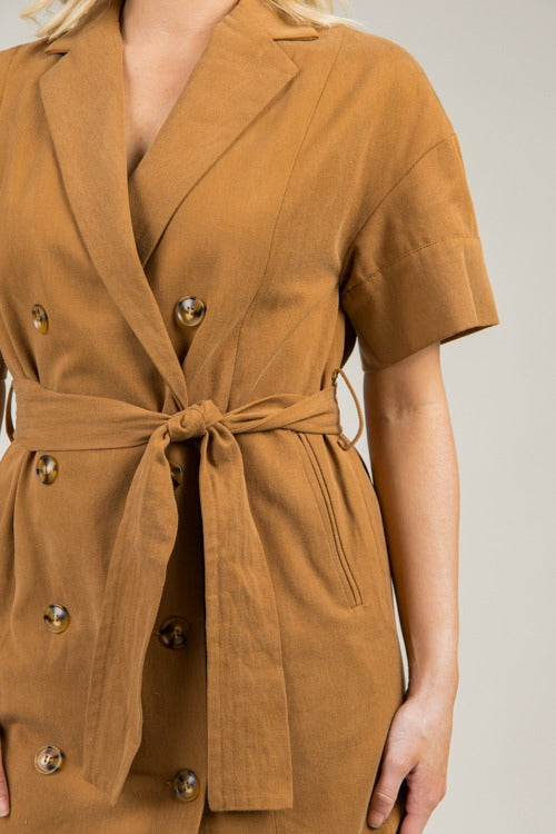 Esme Belted Dress, Camel
